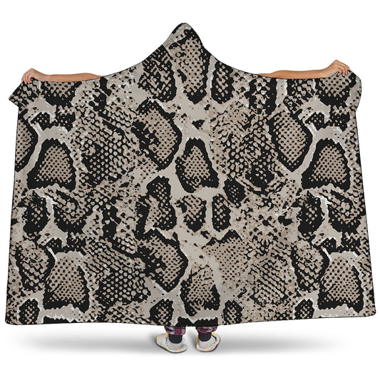 Tan And Black Snakeskin Print Hooded Blanket