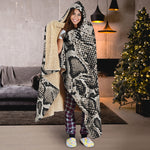 Tan And Black Snakeskin Print Hooded Blanket