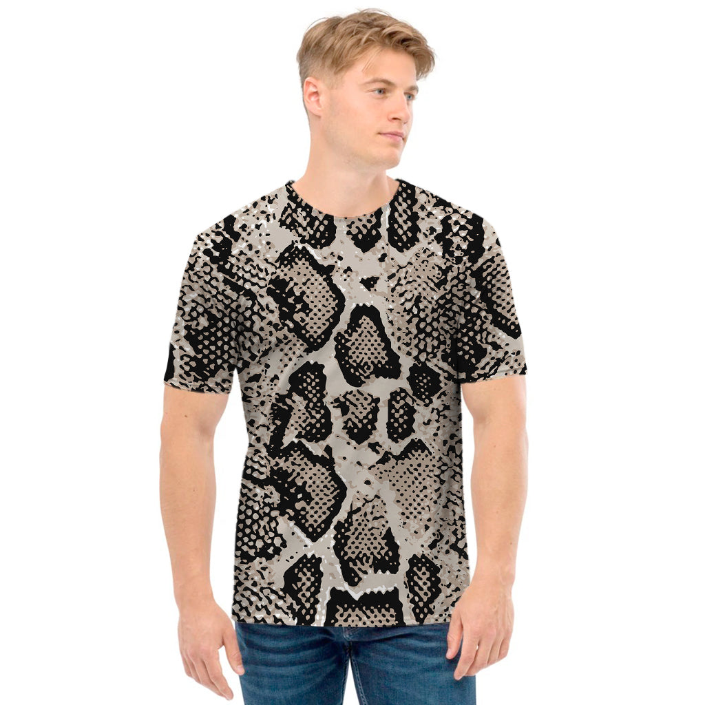 Tan And Black Snakeskin Print Men's T-Shirt