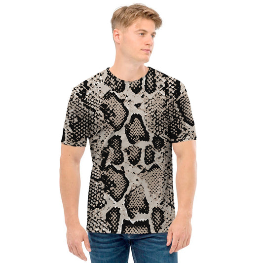 Tan And Black Snakeskin Print Men's T-Shirt