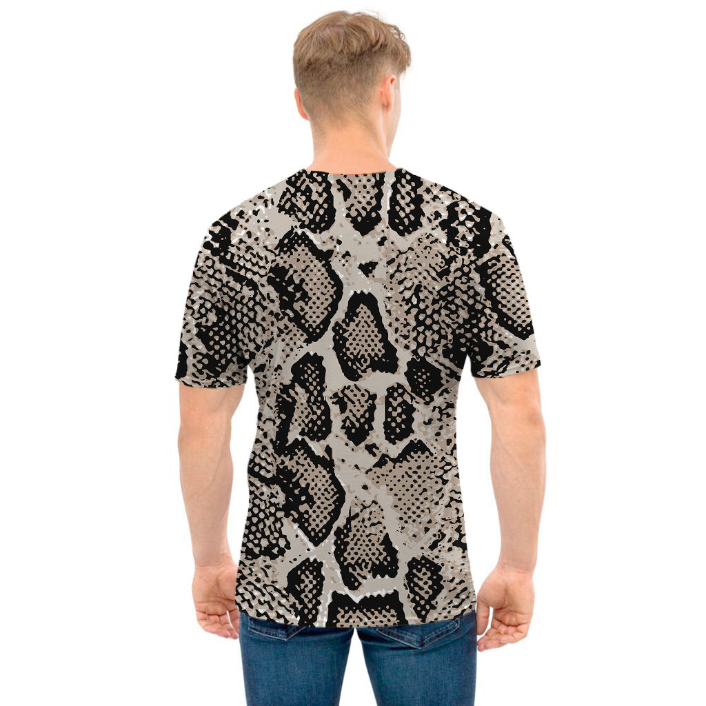Tan And Black Snakeskin Print Men's T-Shirt
