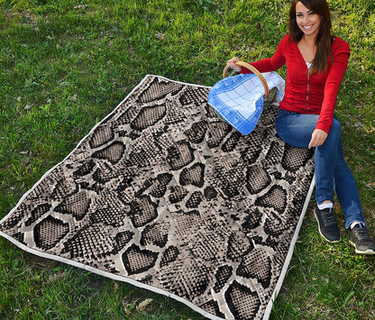 Tan And Black Snakeskin Print Quilt