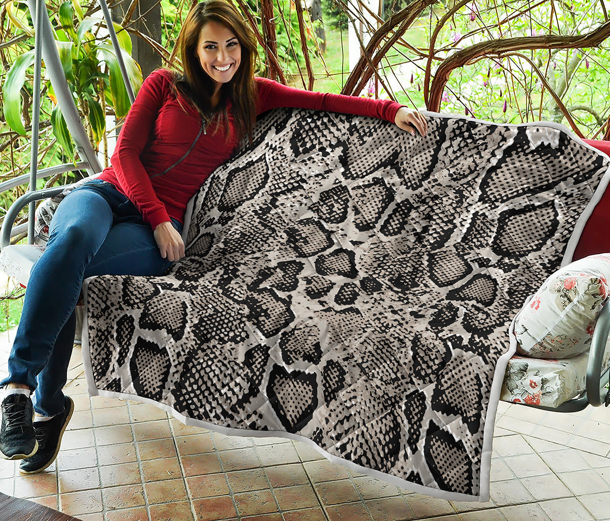 Tan And Black Snakeskin Print Quilt