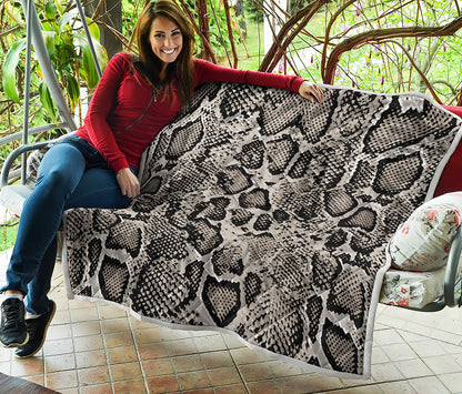 Tan And Black Snakeskin Print Quilt