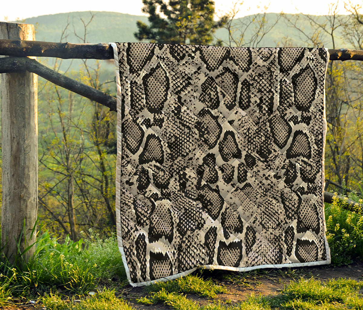 Tan And Black Snakeskin Print Quilt