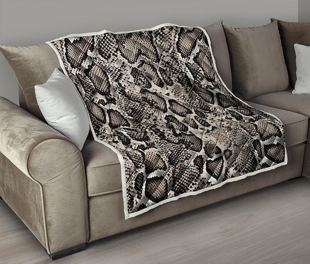 Tan And Black Snakeskin Print Quilt