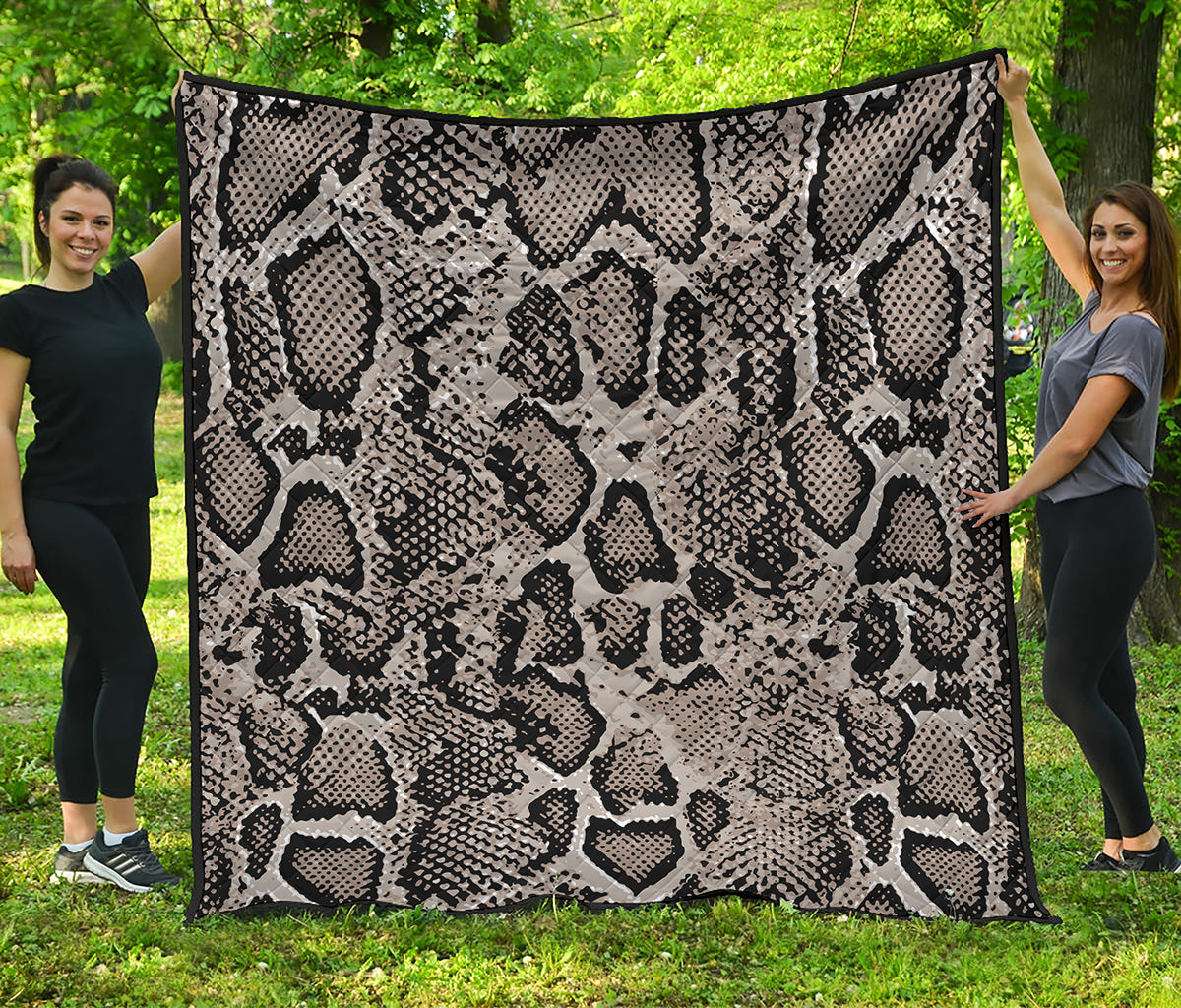 Tan And Black Snakeskin Print Quilt