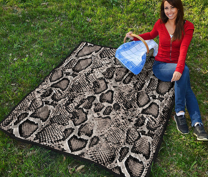 Tan And Black Snakeskin Print Quilt