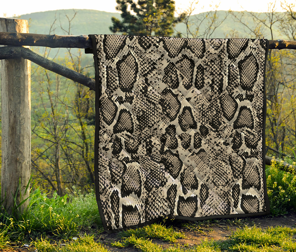 Tan And Black Snakeskin Print Quilt