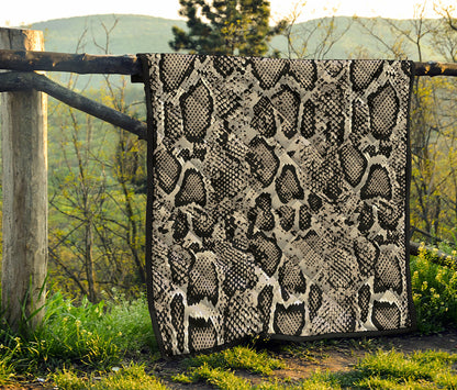 Tan And Black Snakeskin Print Quilt
