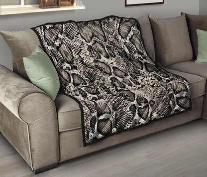 Tan And Black Snakeskin Print Quilt