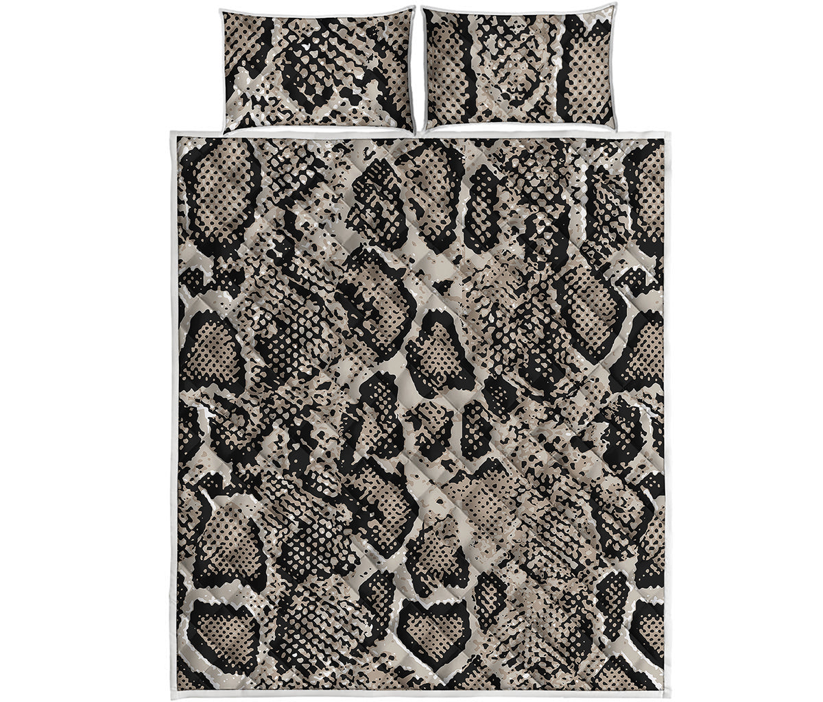 Tan And Black Snakeskin Print Quilt Bed Set