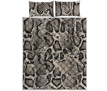Tan And Black Snakeskin Print Quilt Bed Set