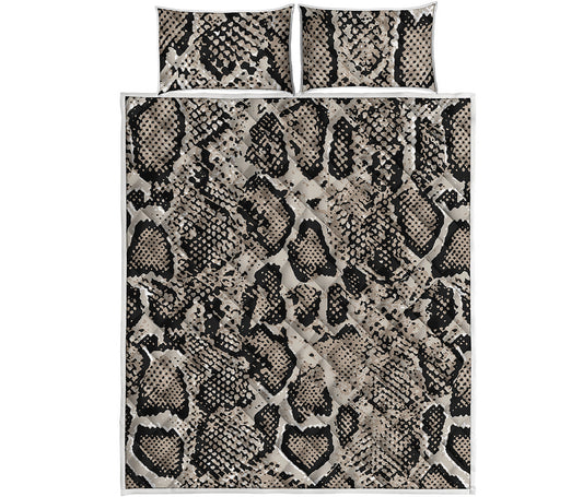 Tan And Black Snakeskin Print Quilt Bed Set