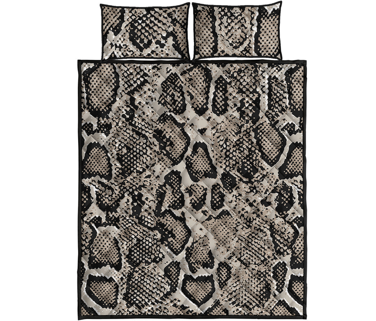 Tan And Black Snakeskin Print Quilt Bed Set