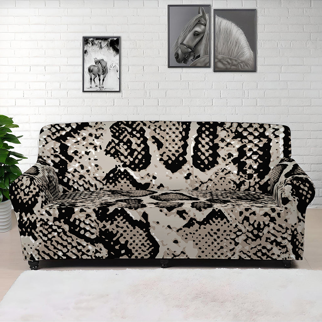 Tan And Black Snakeskin Print Sofa Cover