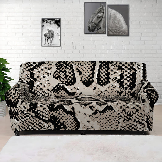 Tan And Black Snakeskin Print Sofa Cover