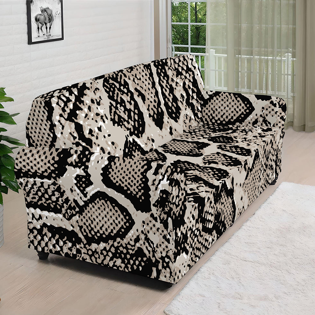 Tan And Black Snakeskin Print Sofa Cover