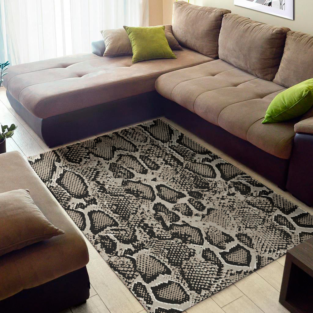 Tan And Black Snakeskin Printt Area Rug
