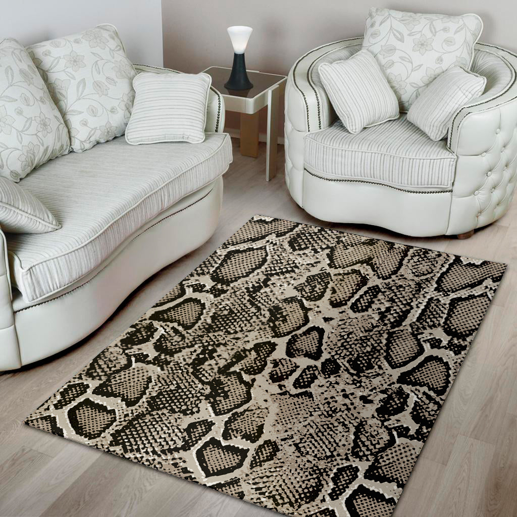 Tan And Black Snakeskin Printt Area Rug