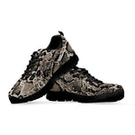 Tan And Black Snakeskin Printt Black Sneakers