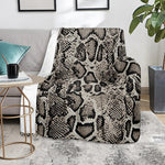 Tan And Black Snakeskin Print Blanket
