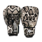 Tan And Black Snakeskin Printt Boxing Gloves