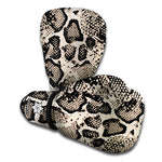 Tan And Black Snakeskin Printt Boxing Gloves