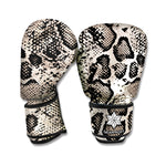Tan And Black Snakeskin Printt Boxing Gloves