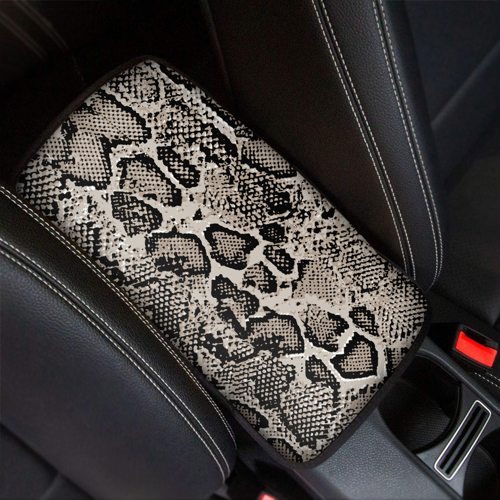 Tan And Black Snakeskin Printt Car Center Console Cover