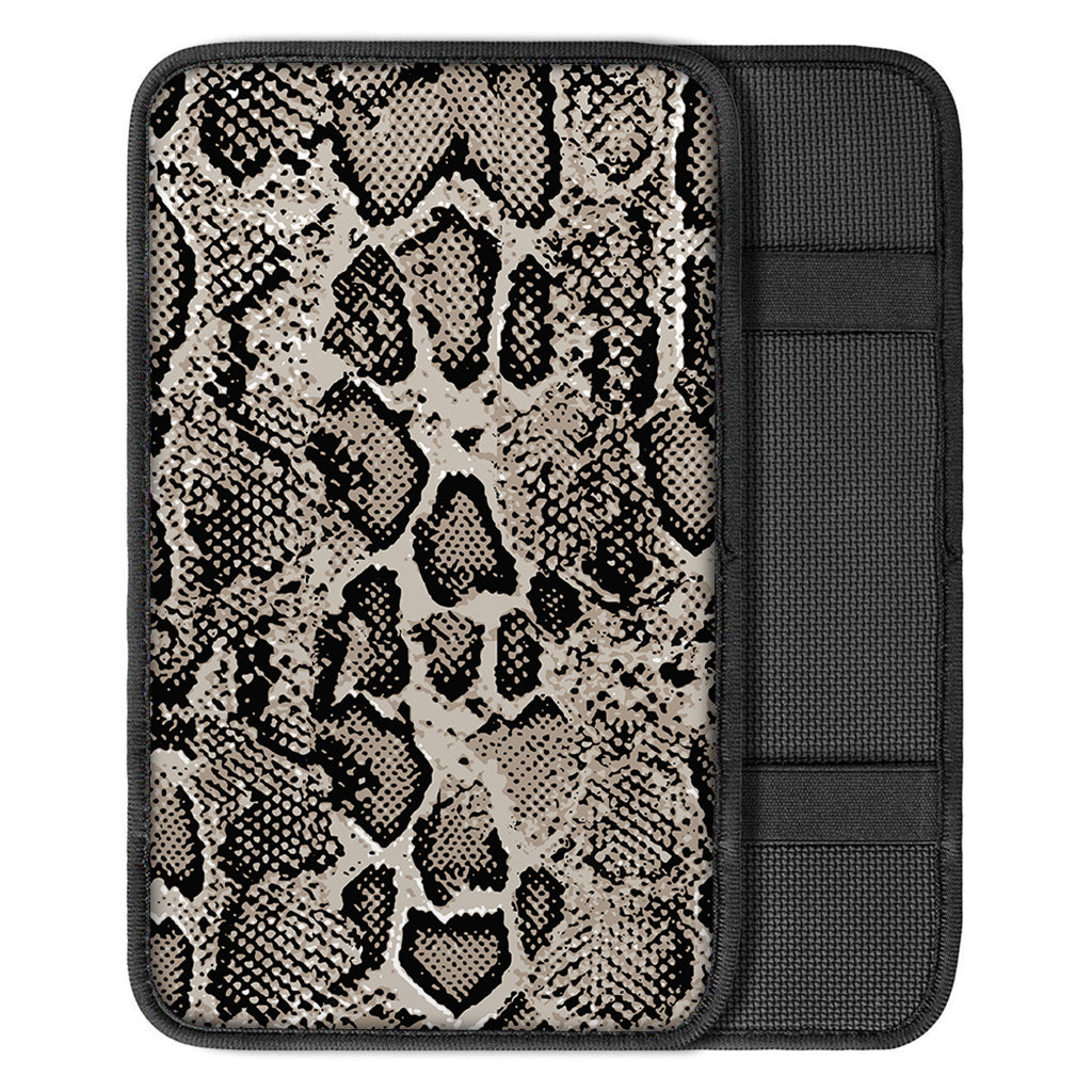 Tan And Black Snakeskin Printt Car Center Console Cover