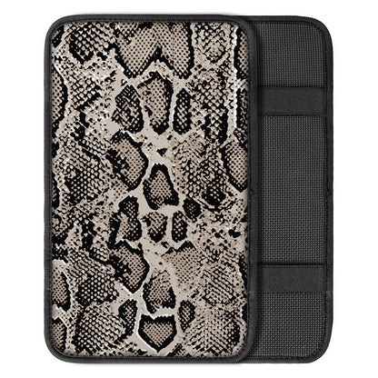 Tan And Black Snakeskin Printt Car Center Console Cover