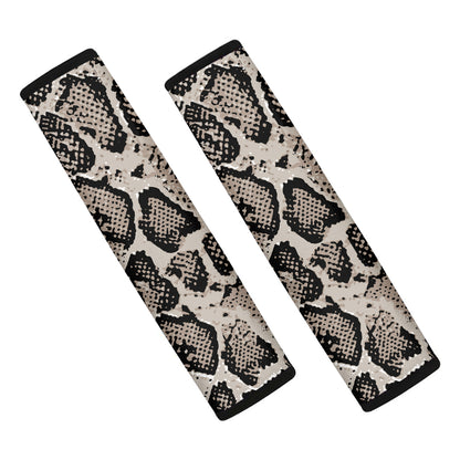 Tan And Black Snakeskin Printt Car Seat Belt Covers
