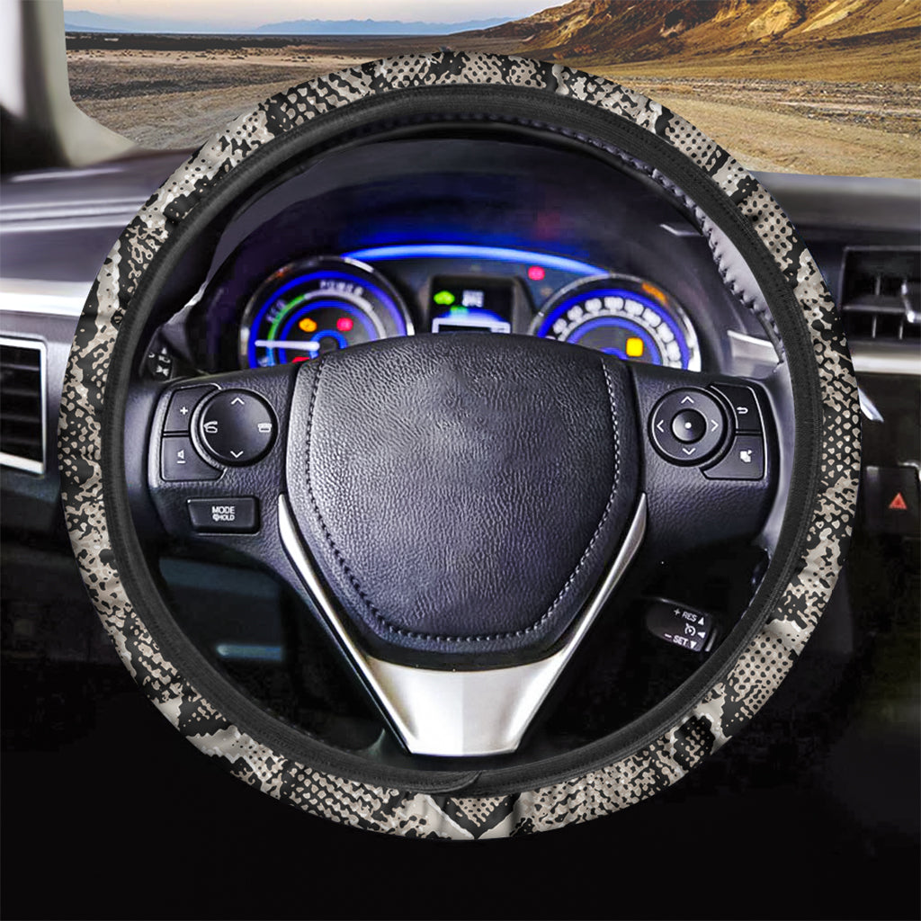 Tan And Black Snakeskin Printt Car Steering Wheel Cover