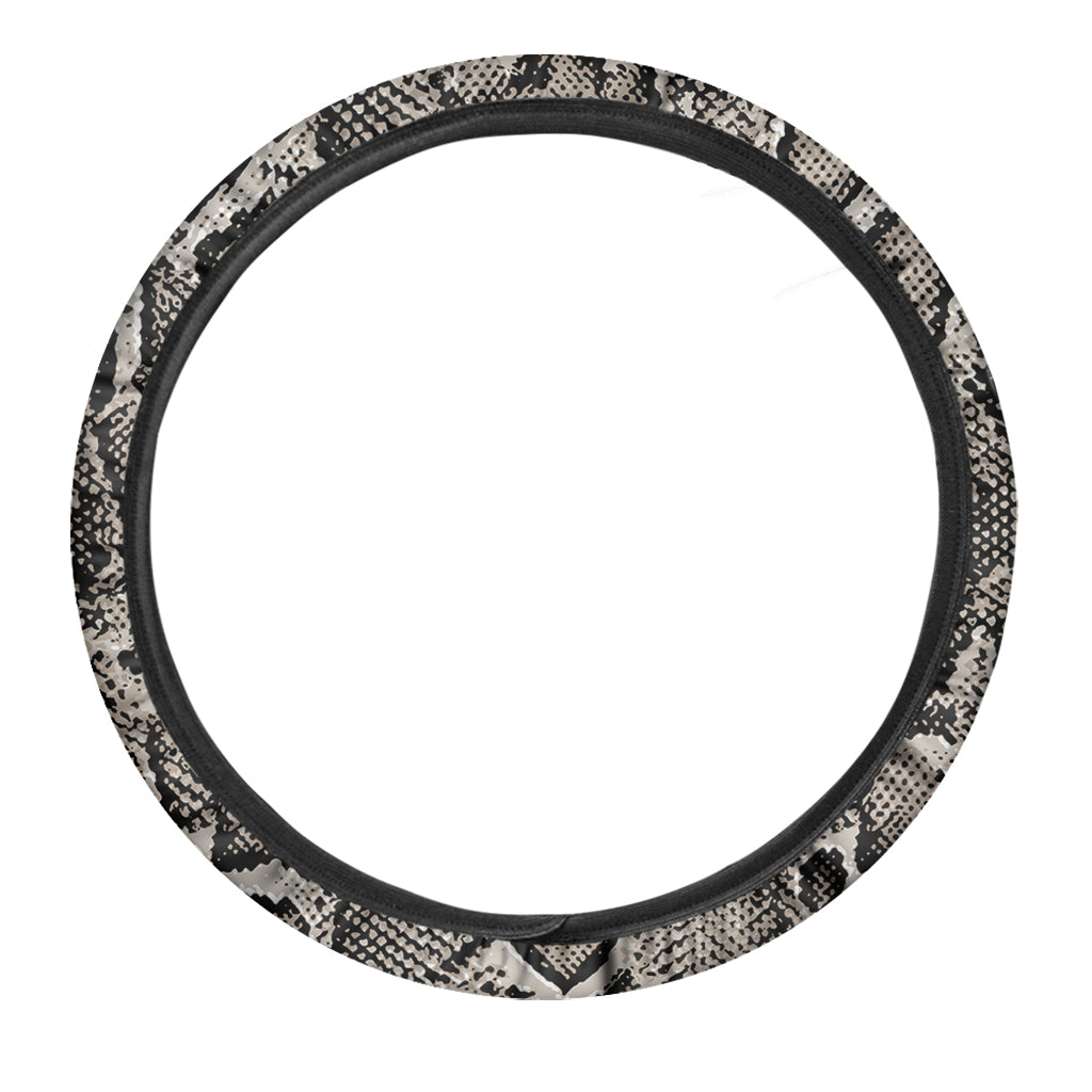 Tan And Black Snakeskin Printt Car Steering Wheel Cover