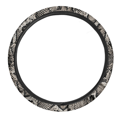 Tan And Black Snakeskin Printt Car Steering Wheel Cover