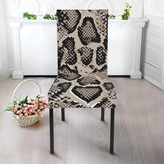 Tan And Black Snakeskin Printt Dining Chair Slipcover