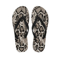 Tan And Black Snakeskin Print Flip Flops