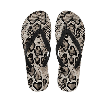 Tan And Black Snakeskin Printt Flip Flops