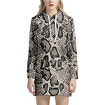Tan And Black Snakeskin Printt Hoodie Dress