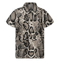 Tan And Black Snakeskin Print Men's Short Sleeve Shirt