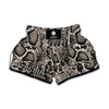 Tan And Black Snakeskin Printt Muay Thai Boxing Shorts