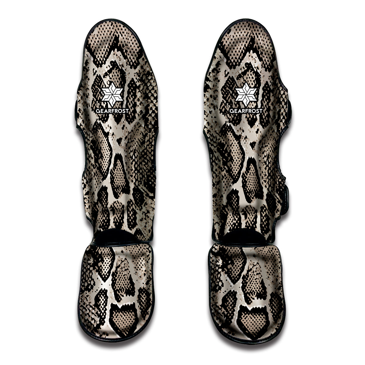 Tan And Black Snakeskin Printt Muay Thai Shin Guard