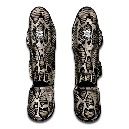 Tan And Black Snakeskin Printt Muay Thai Shin Guard