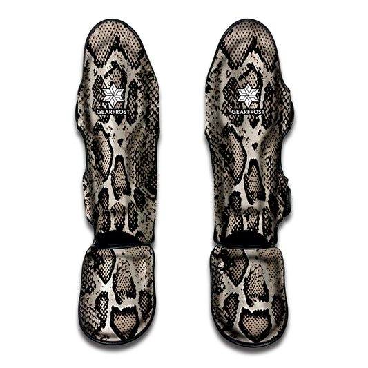 Tan And Black Snakeskin Printt Muay Thai Shin Guard