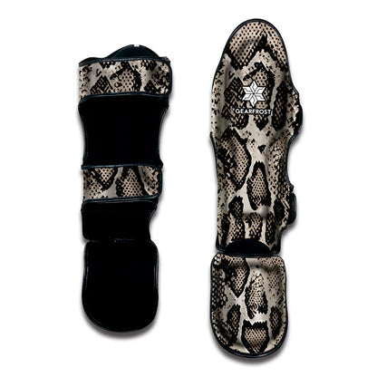 Tan And Black Snakeskin Printt Muay Thai Shin Guard