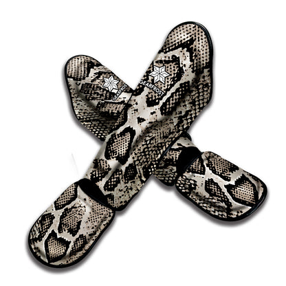 Tan And Black Snakeskin Printt Muay Thai Shin Guard