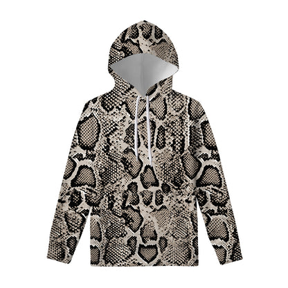 Tan And Black Snakeskin Printt Pullover Hoodie