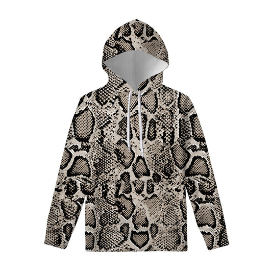 Tan And Black Snakeskin Printt Pullover Hoodie