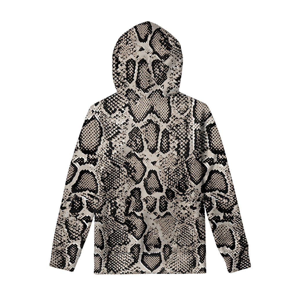 Tan And Black Snakeskin Printt Pullover Hoodie